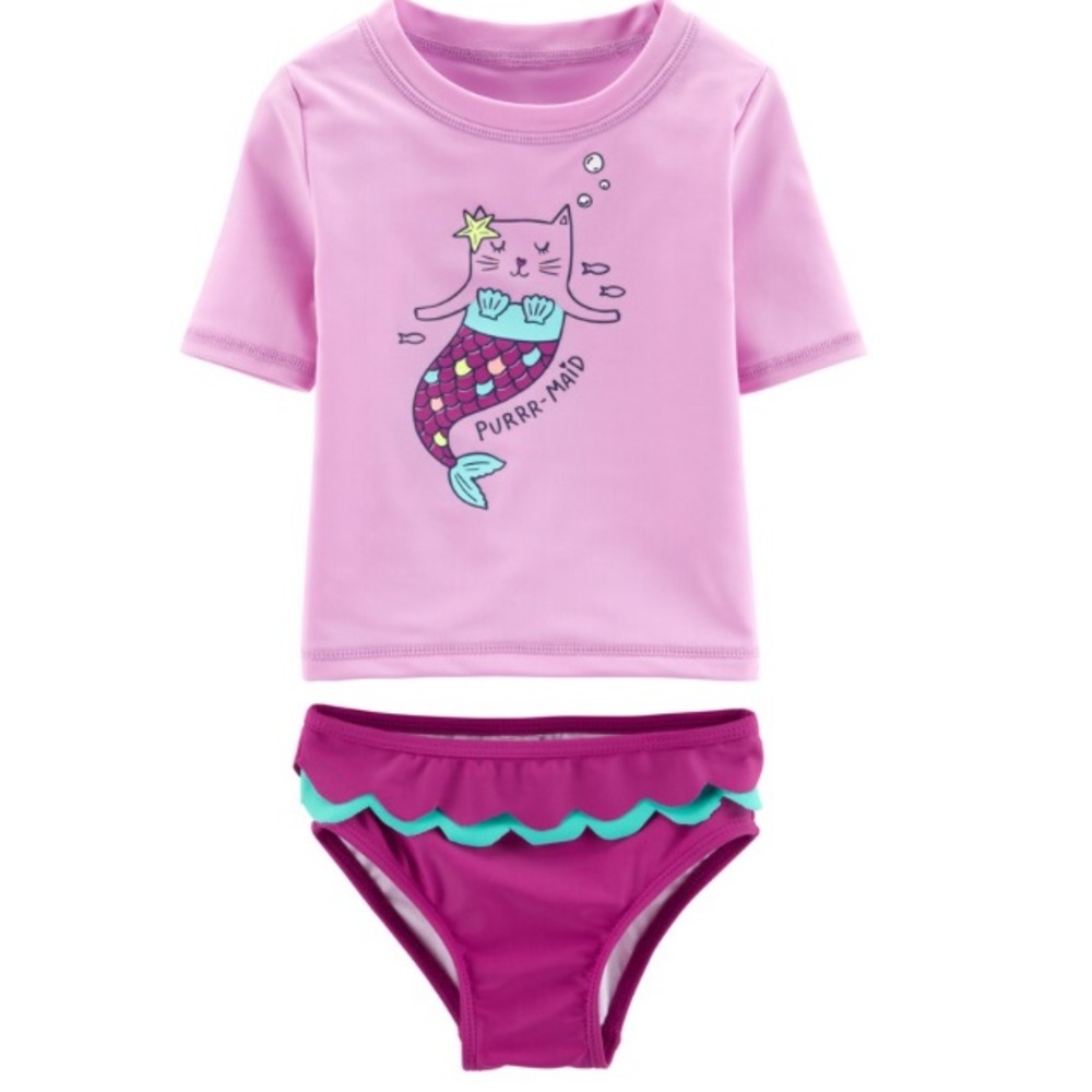 Carter’s Cat Mermaid Rash-guard Bikini Set